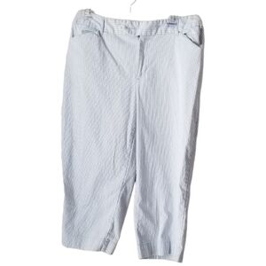 St. John's Bay Stretch Striped Capri Straight Pants Size 10 Blue and White
